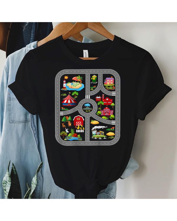 Play Cars On Dad's Back Mat Road Car Race Track T-Shirt