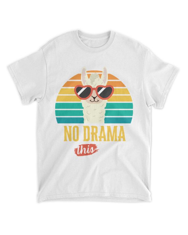 No Drama Llama T-ShirtNo Drama for This Llama Funny Vintage Sunset Animal Lover T-Shirt_by DetourShirts_