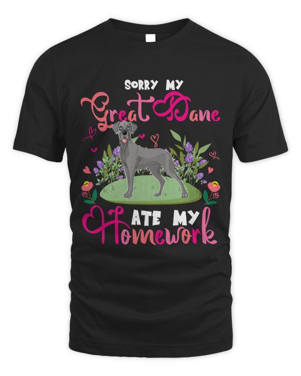 Sorry My Great Dane Ate My Homework Floral Dog Cute Student