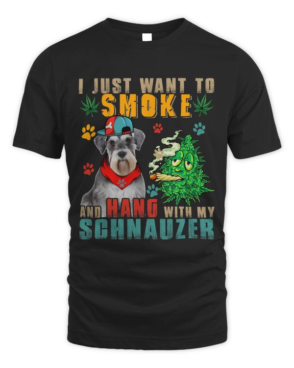 Vintage Smoke And Hang With My Schnauzer Funny Smoker Weed