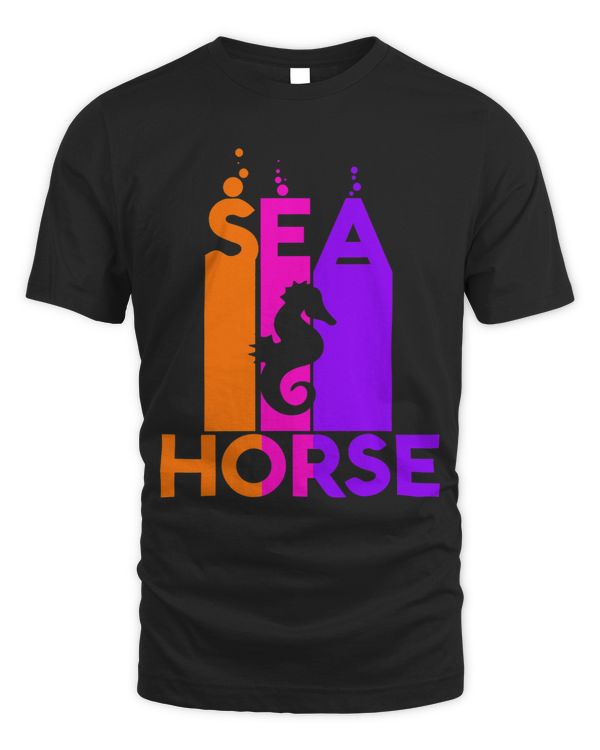 Seahorse Lover Animal Rainbow Bubble with Silhouette