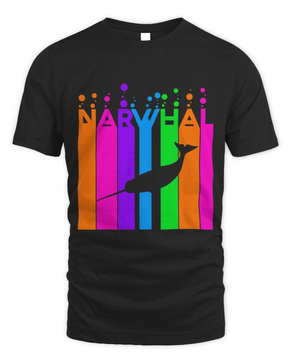 Narwhal Lover Animal Rainbow Bubble with Silhouette 21