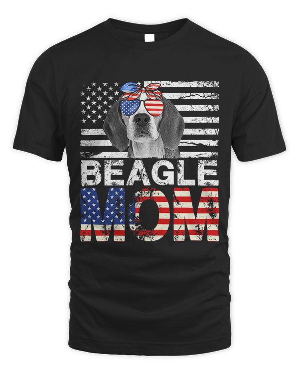 Womens Cool Beagle Mom USA Flag Patriotic Mothers Day