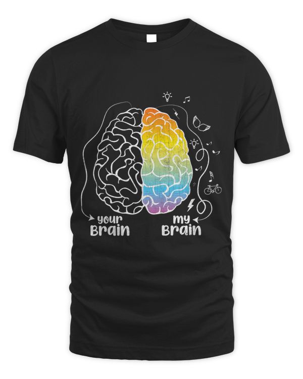 ADHD Awareness Your Brain My Brain ADHD Awareness Orange Ribbon Graphic