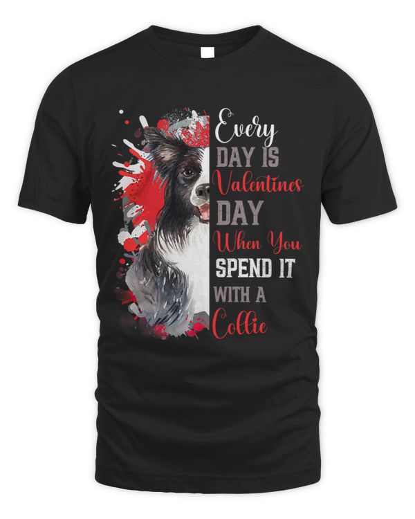 Womens Valentines Day Border Collie Mom Mother Mum Mummy Black