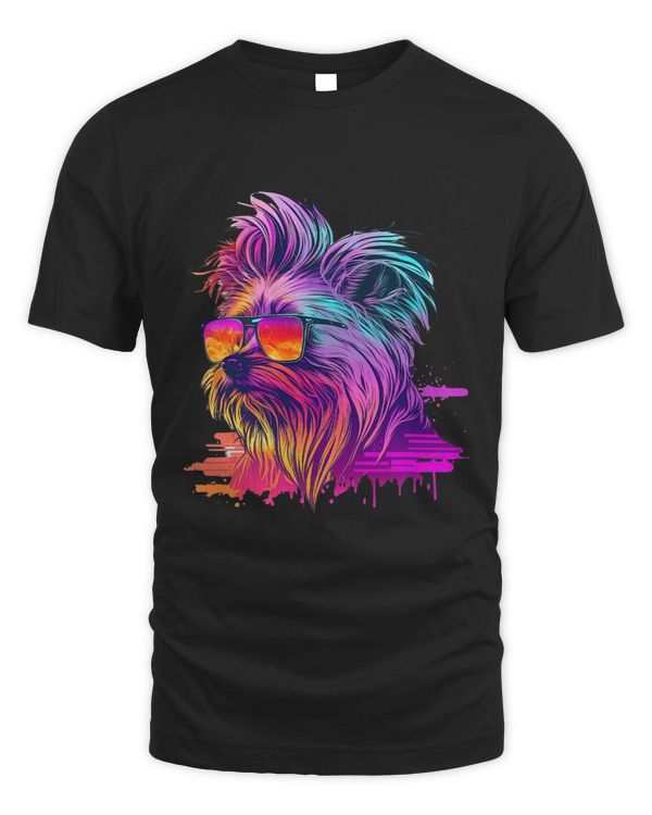 Yorkshire Terrier Synthwave 80s Retrowave Aesthetic 3