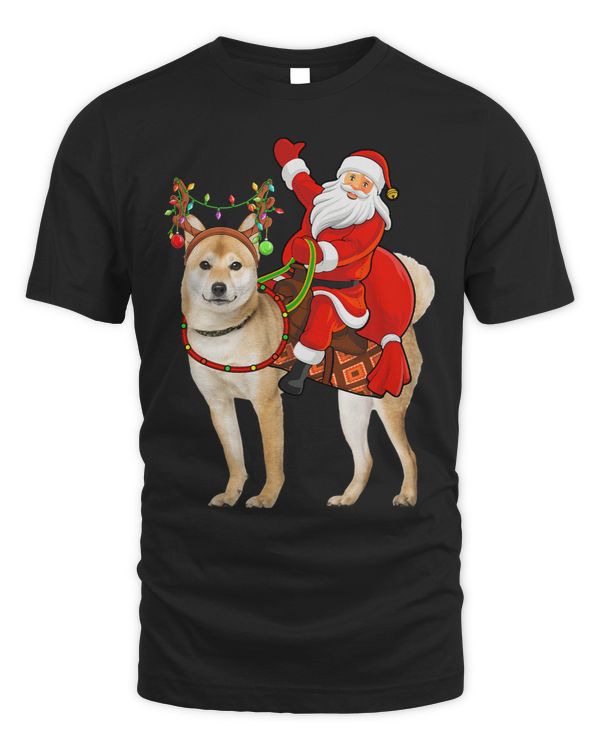 Xmas Holiday Santa Riding Shiba Inu Dog Christmas
