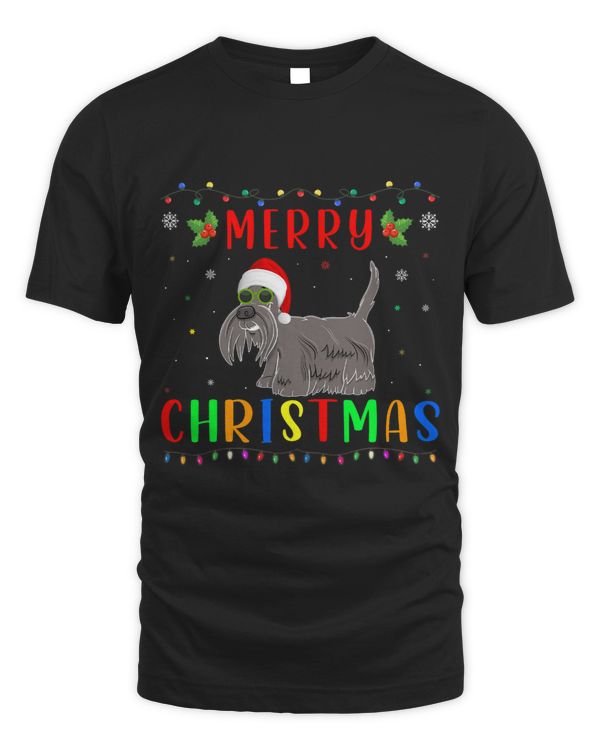 Xmas Light Scottish Terrier Dog Matching Christmas Pajama