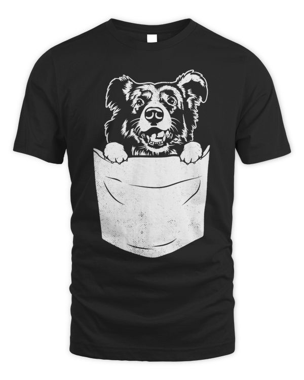 Border collie dog artsy dog in pocket drawing art