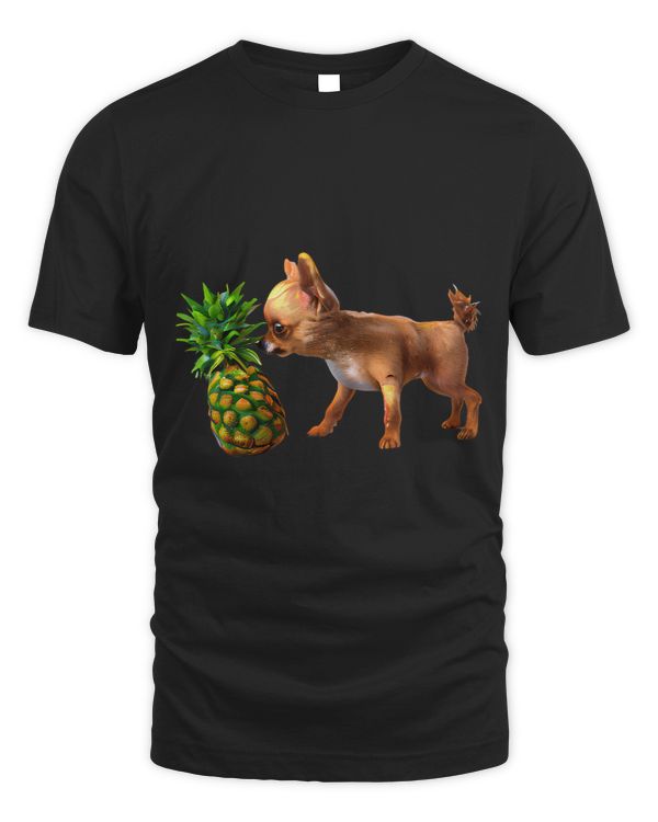 Adorable Chihuahua Sniffing Pineapple