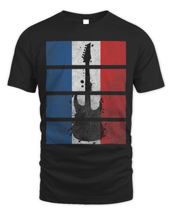 French Flag Vintage Guitar Retro Music Band Guitarist Stuff 2