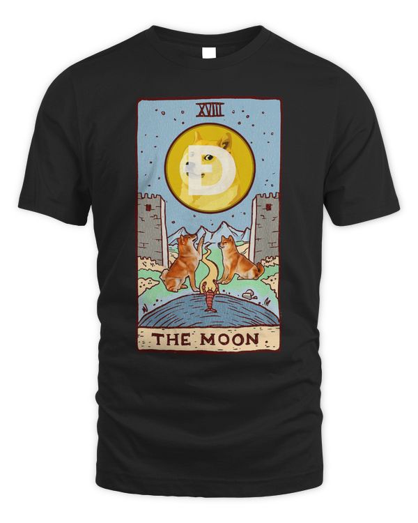 Dogecoin Funny Meme Moon Cute Doge Tarot Card Crypto Art
