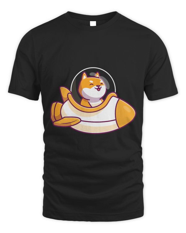 Cute Happy shiba inu dog rocket astronaut moon galaxy