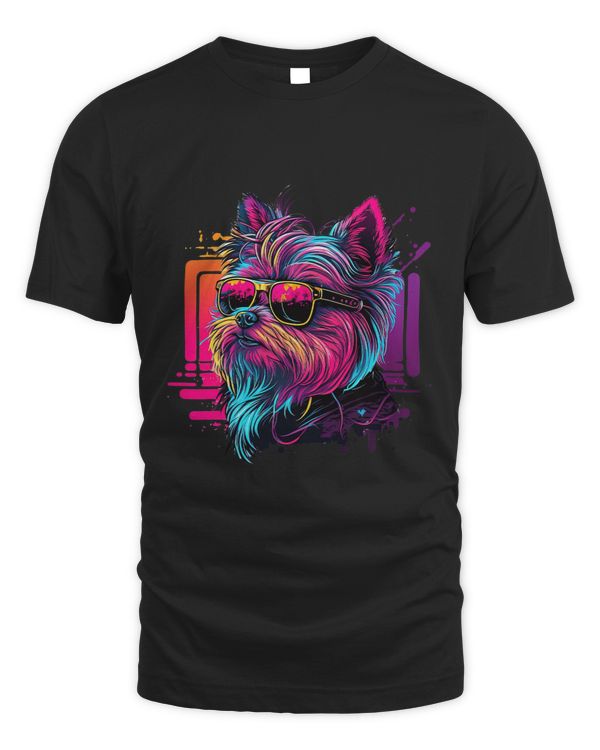 Yorkshire Terrier Synthwave 80s Retrowave Aesthetic