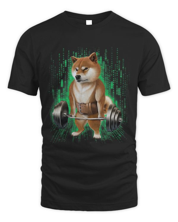 Shiba Dog Muscle Training with Barbell Shrug Bar in Cyber