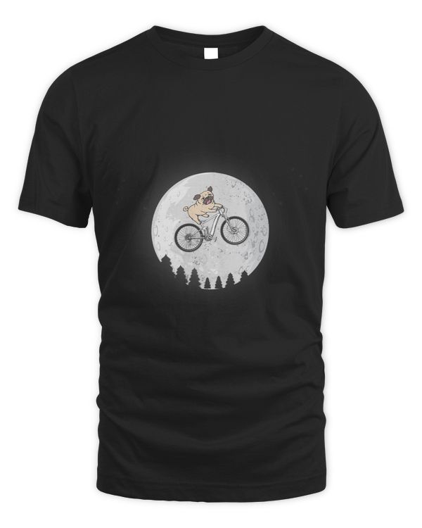 Halloween Costume PUG Riding Moon Bike