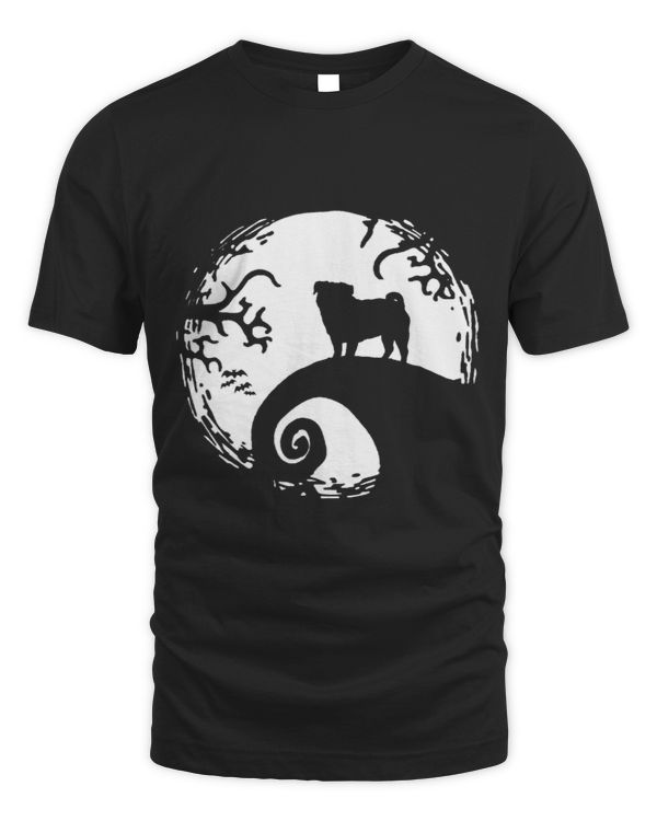 Halloween Pug Dog With moon