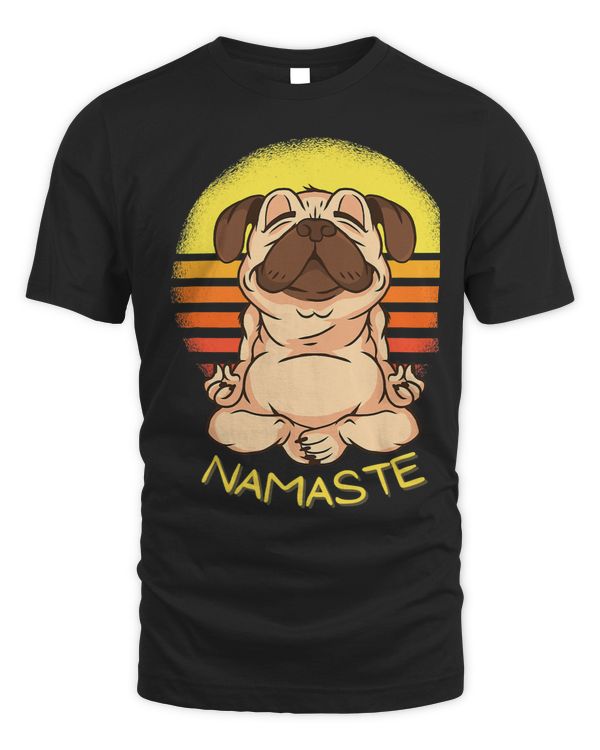 Pug Yoga Vintage Sunset Puppy Yoga Pose and Meditation Funny