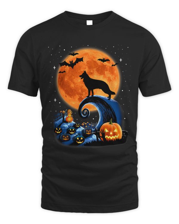 German Shepherd Moon Pumpkin Scary Halloween Funny Dog Lover