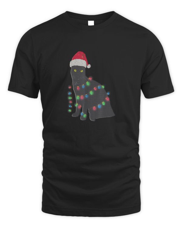 Black Cat Christmas Santa Funny Xmas