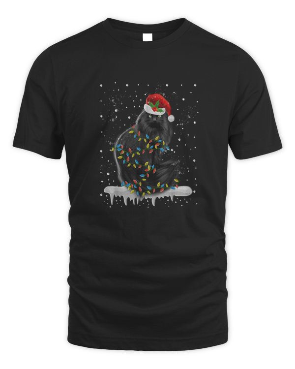 Black Cat In Christmas Lights Funny Xmas Cat Mom Cat Dad