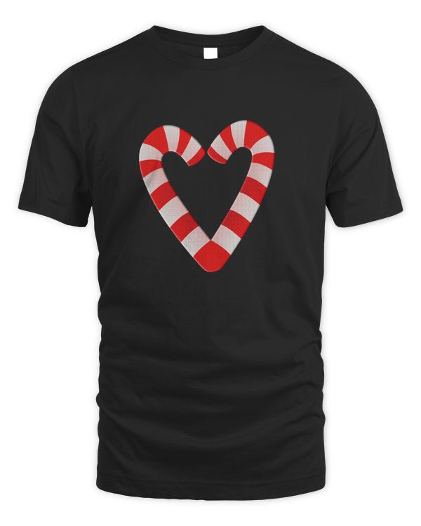Candy Cane Hearts Tee Christmas Xmas Holidays Santa V Tee V V