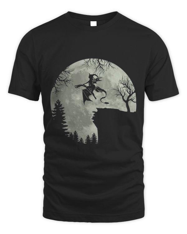 Dragon Animals Witch Ride Dragon in Forest Moon