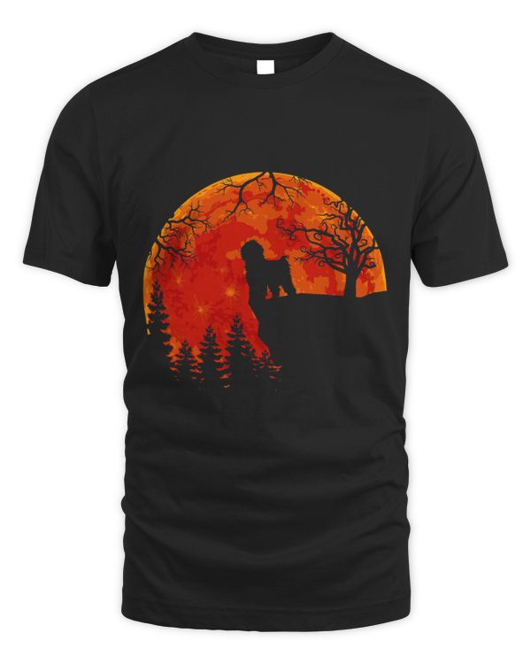 Spanish Water Dog And Moon Halloween