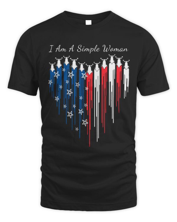 Red White Blue Heart Simple Woman Bobber Motoryccle