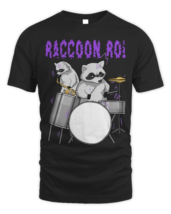 Funny Drummer Raccoons Drummer Raccoon And Roll Music Trash Panda For Men Women