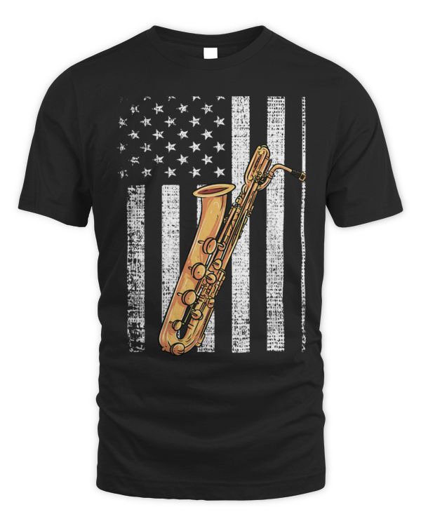 Funny Saxophone Patriotic American Flag Design Baritone Saxophone Player