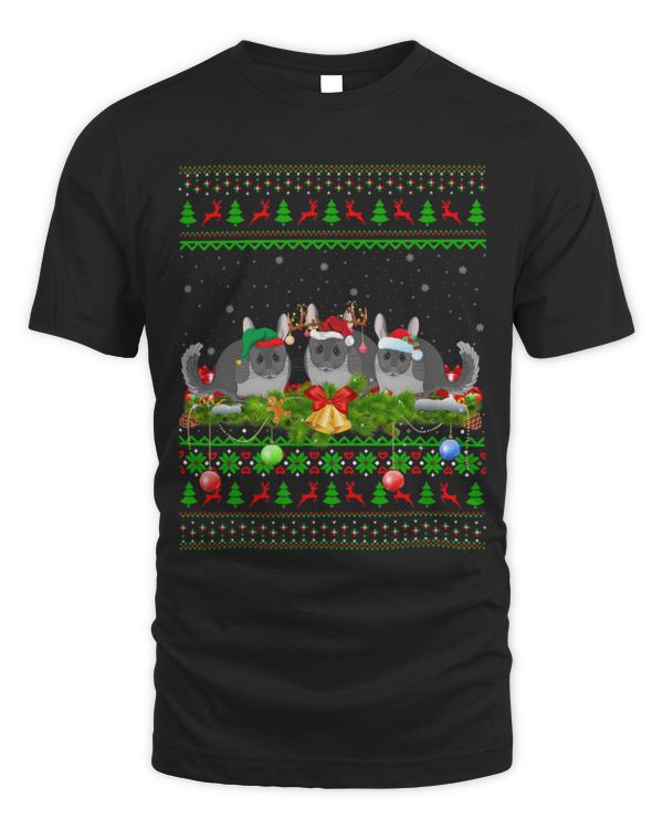 Chinchilla Mammal Xmas Lighting Santa Ugly Chinchilla Christmas