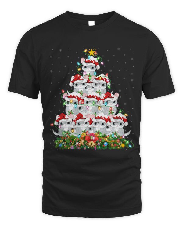 Chinchilla Mammal Xmas Lights Santa Chinchilla Christmas Tree