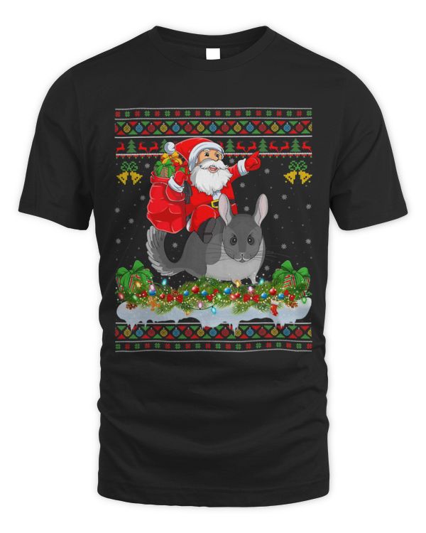 Chinchilla Mammal Xmas Ugly Santa Riding Chinchilla Christmas