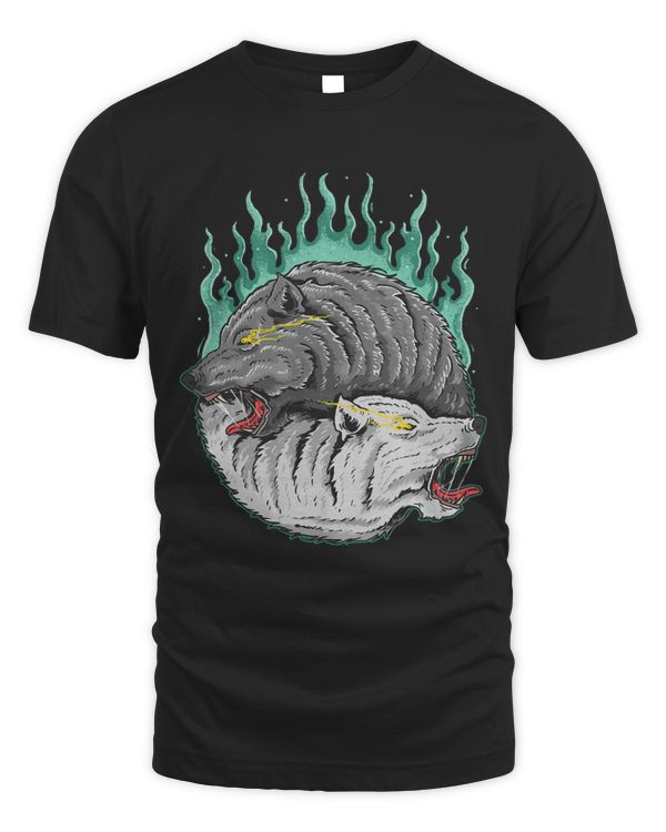 Coyote Mammal Yin Yang Wolf Black and White Wolves Viking Scandinavian