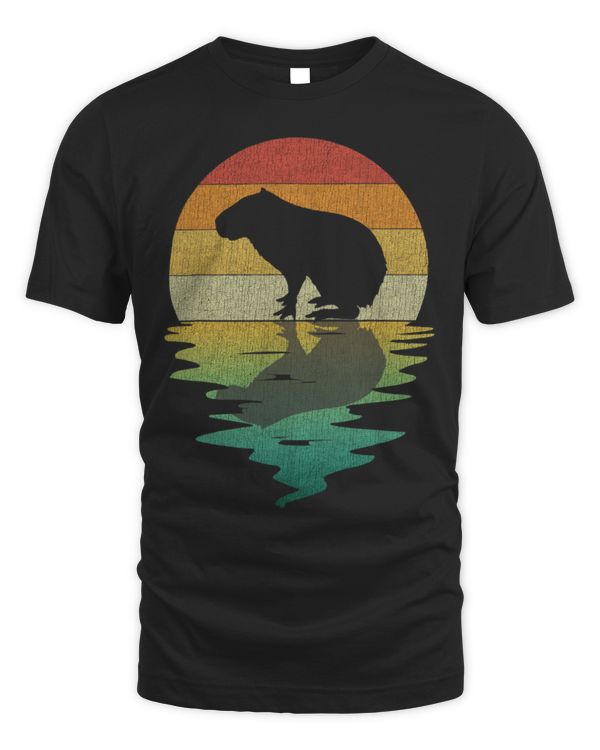 Capybara Mammal Silhouette Sunset Retro Vintage 70s Nature Lover