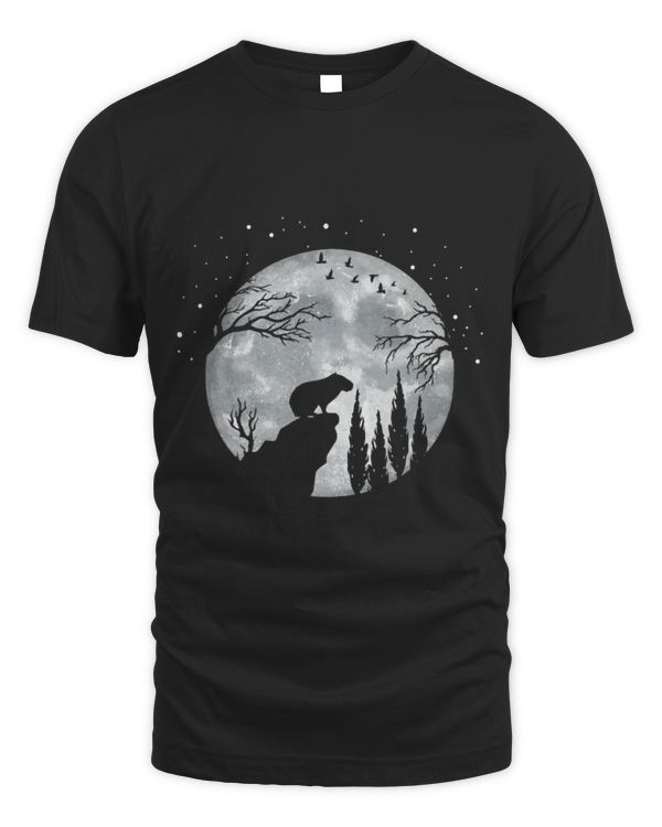 Capybara Mammal Slhouette Night Sky Full Moon Rodent