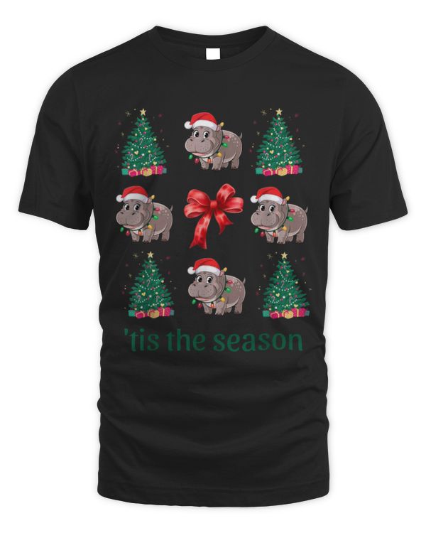 Hippo Pet Cute Moo Deng Hippo Tis The Season Merry Christmas Vibes 1