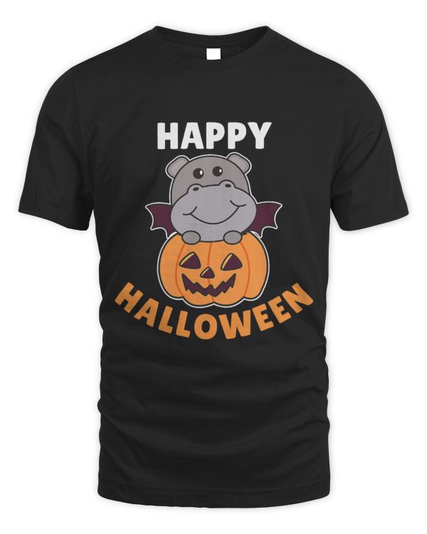 Hippo Pet Happy Halloween Pumpkin Bat Hippos Halloween 1