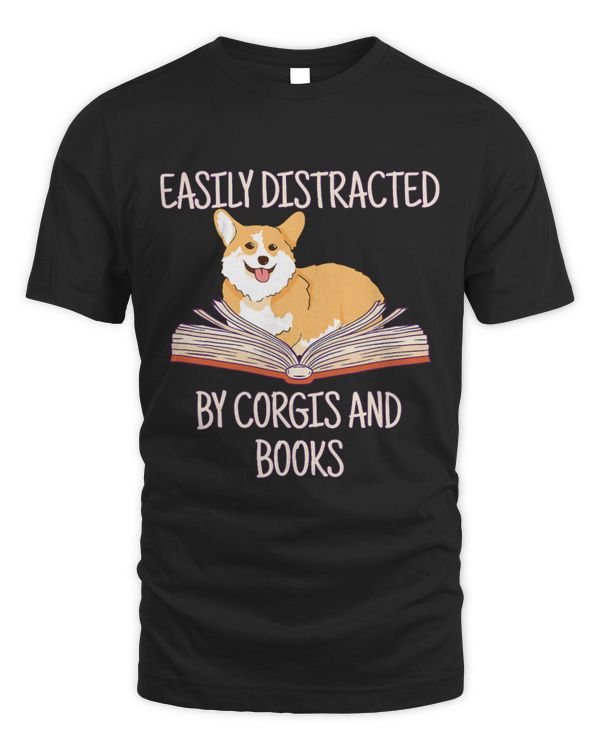 Funny Corgi Pet Dog Easily Distracted By Corgis And Books 1