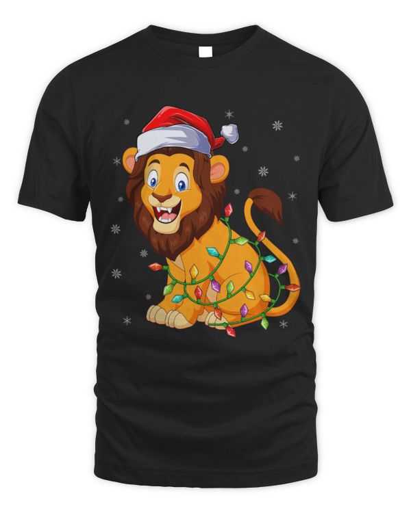 Lion Pet Family Matching Xmas Lighting Santa Hat Lion Christmas