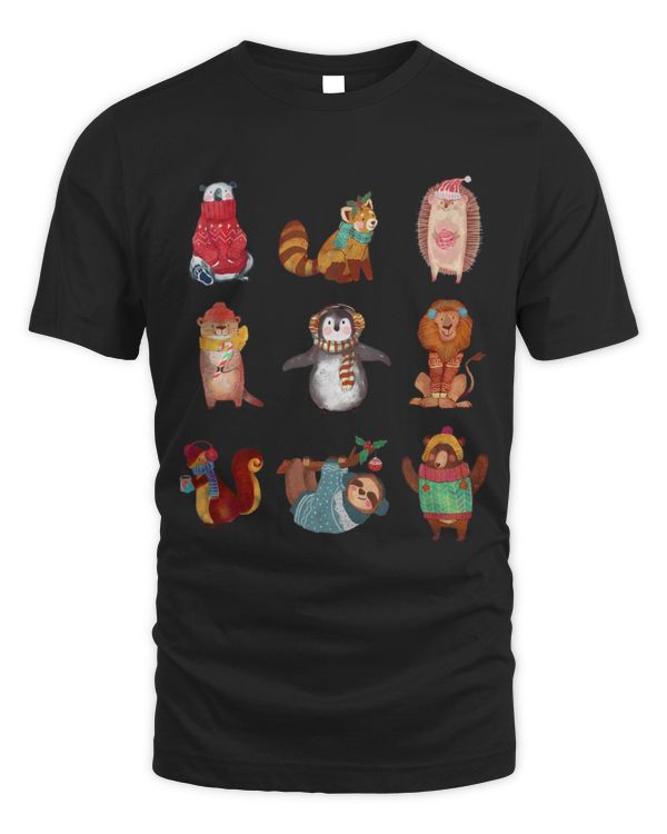 Lion Pet Animal Christams Collage Sloth Bear Lion Penguin Kids Xmas