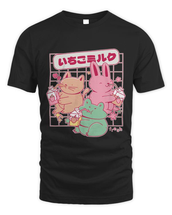 Frog Pet Kawaii Cat Bunny Frog Strawberry Milk 90s Japanese Aesthetic 090