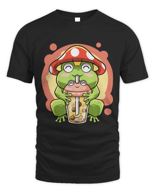 Frog Pet Kawaii Boba Tea Bubbles Frog Mushroom Hat Cute Cottagecore