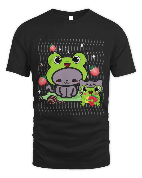Frog Pet Kawaii Cat Frog Strawberry Retro 90s Cottagecore Aesthetic