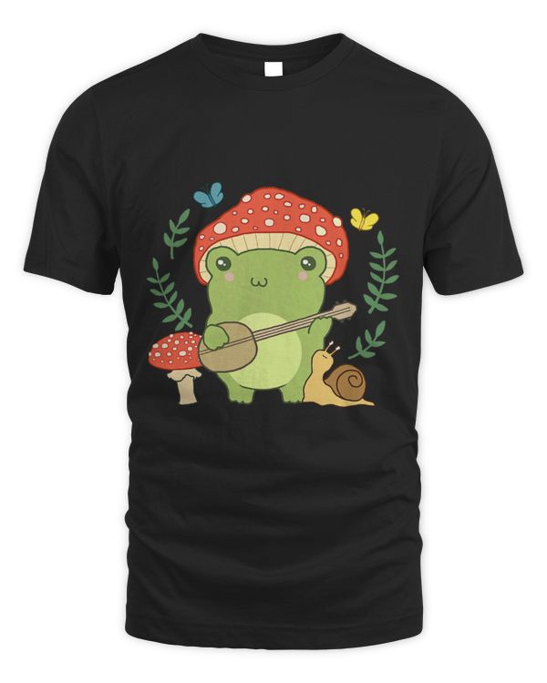 Frog Pet Kawaii Cottagecore Aesthetic Cute Frog Banjo Mushrooms Hat