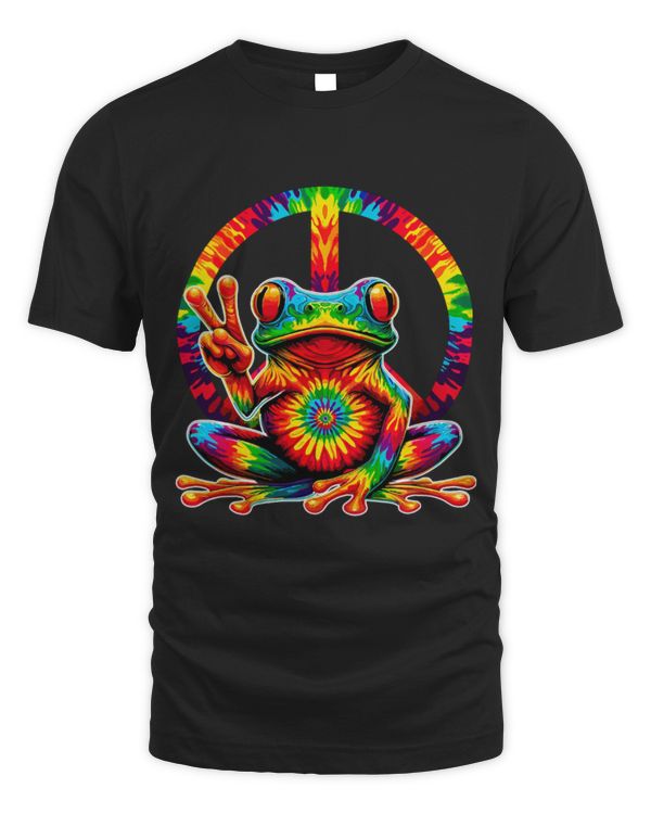 Frog Pet Peace Sign TieDye Hippie Frog