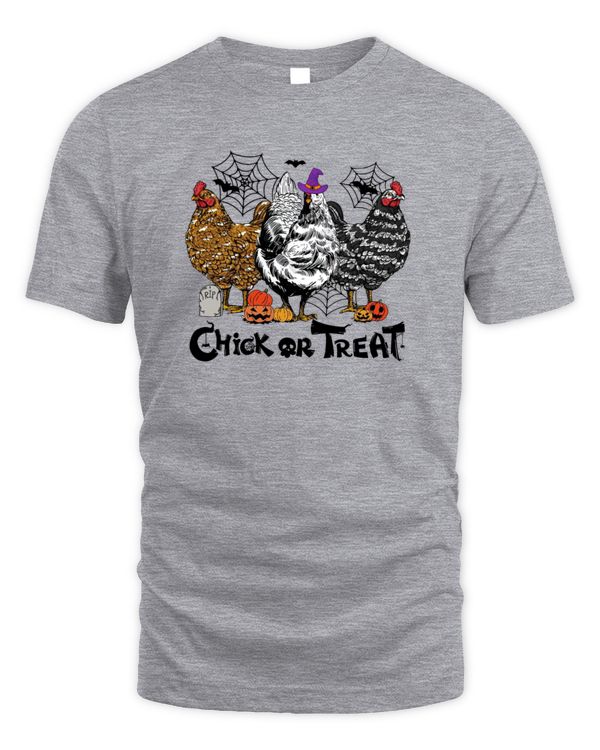 Halloween Chick or Treat Pumpkin Chicken Girl Farmer