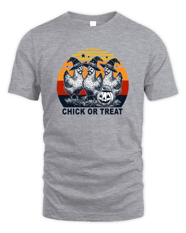 Halloween Chick or Treat Pumpkin Chicken Girl Farmer