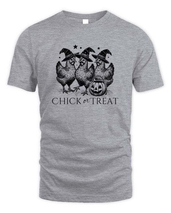 Halloween Chick or Treat Pumpkin Chicken Girl Farmer